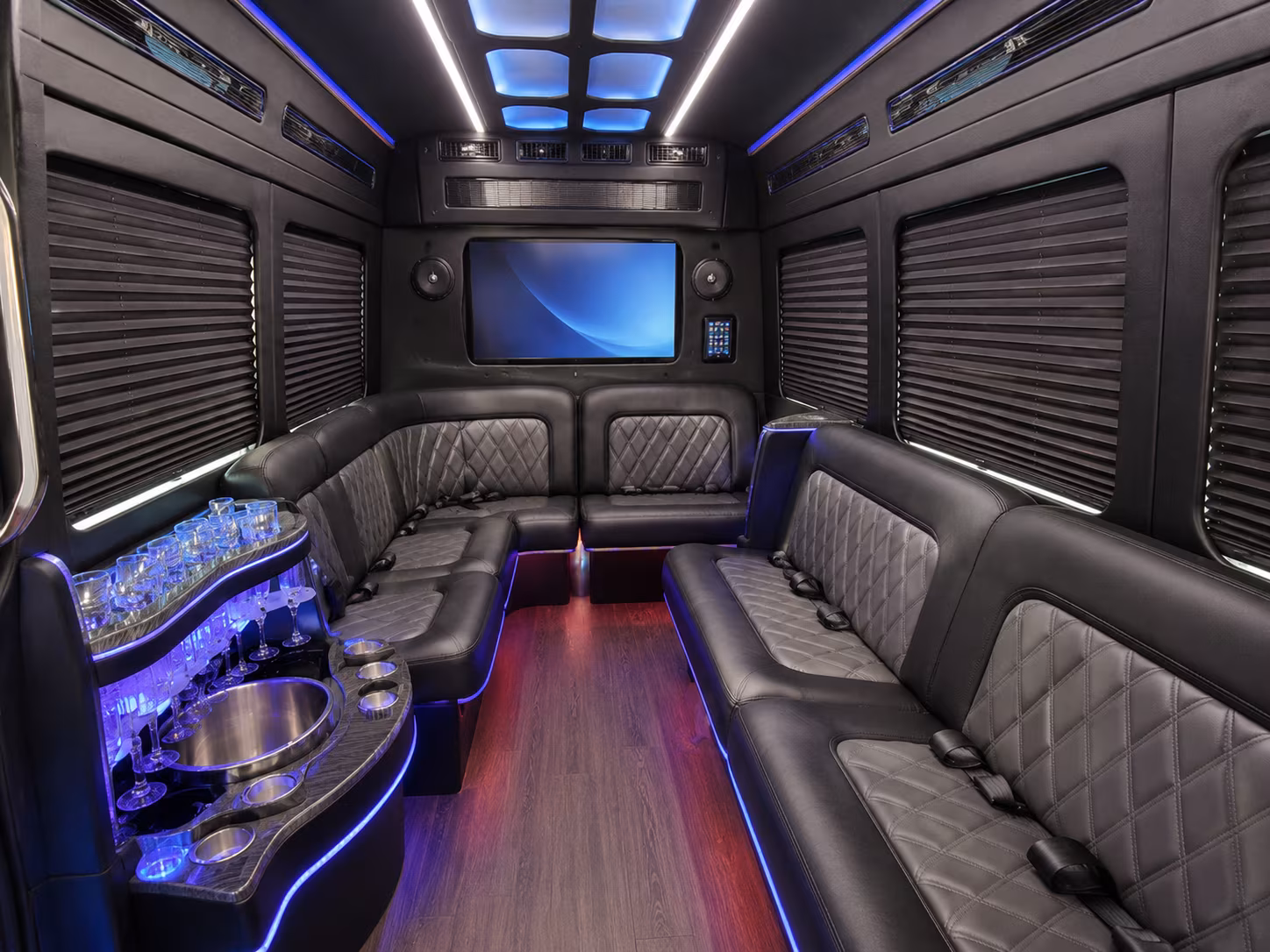 st clair shores 15 passenger party bus inside