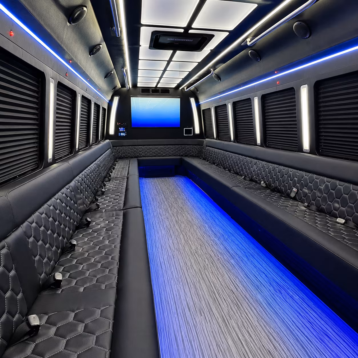 st clair shores 50 passenger party bus inside